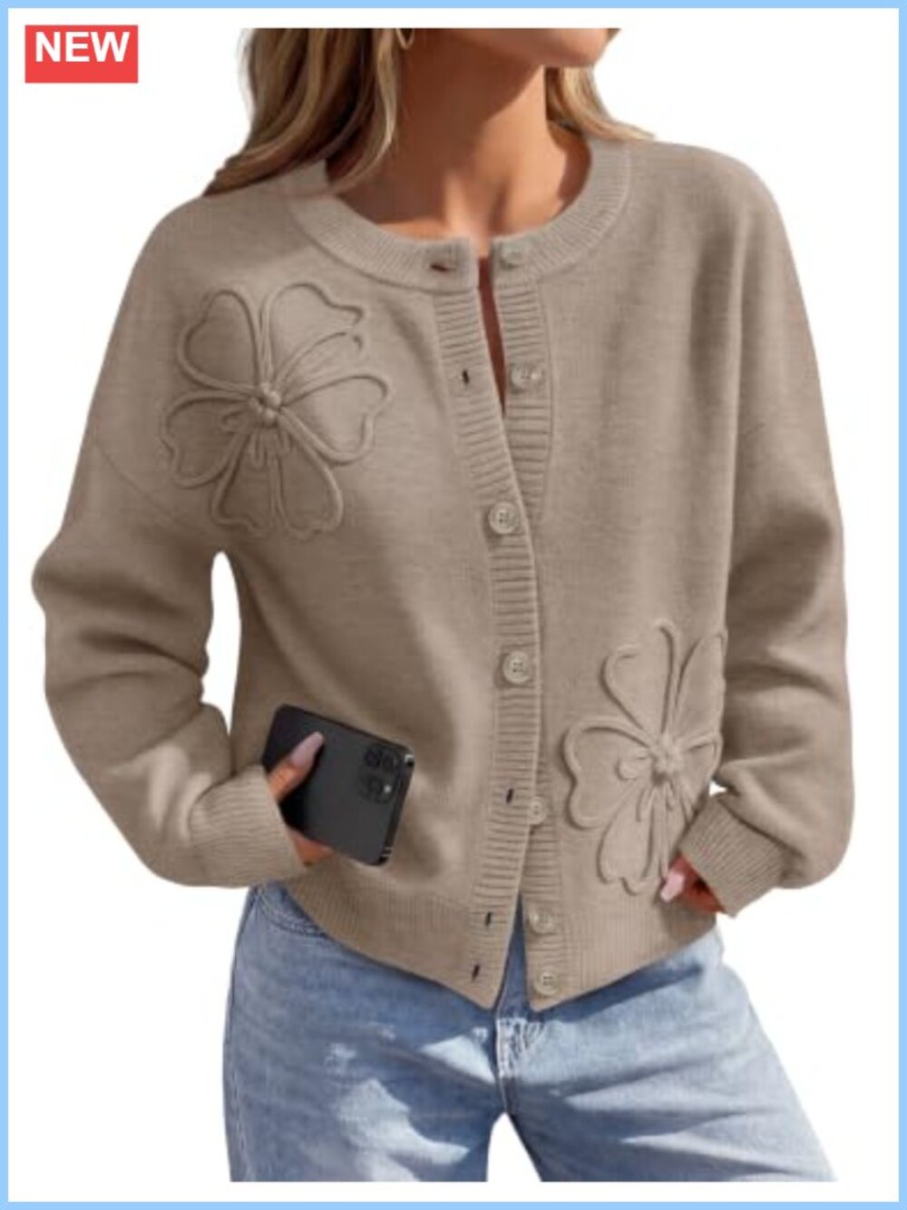 Women's Floral Button Up Lightweight Cardigan Sweater Trendy